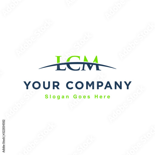 Initial letter LCM, overlapping movement swoosh horizon logo design inspiration in green and gray color vector