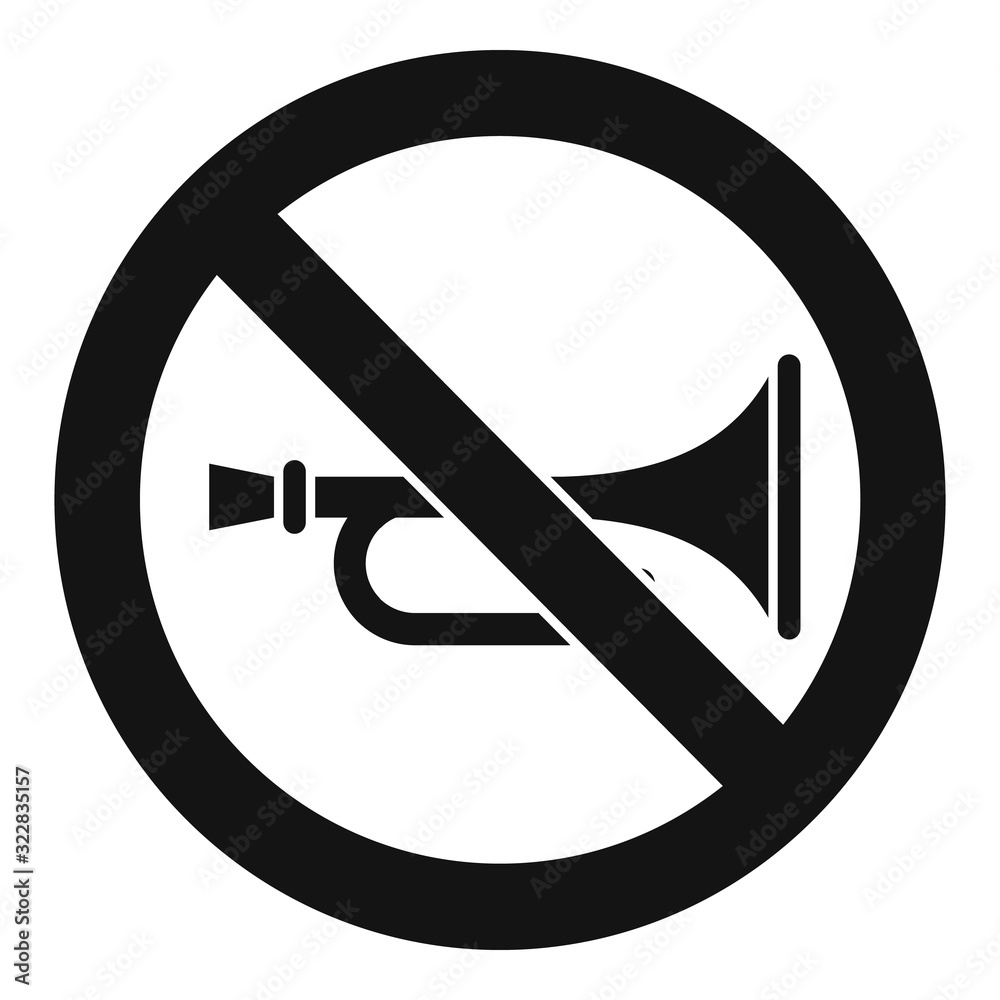 No trumpet music icon. Simple illustration of no trumpet music vector icon for web design isolated on white background No trumpet music icon. Simple illustration of no trumpet music vector icon for web design isolated on white background