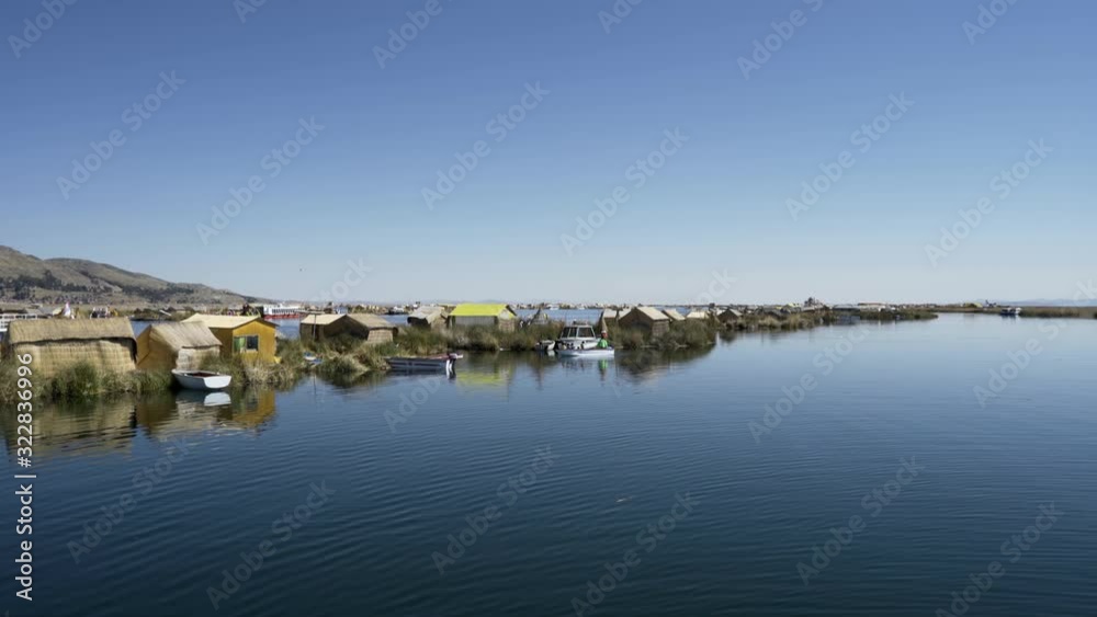 Traditional Uros floating reed islands on Lake Titicaca in the Andes