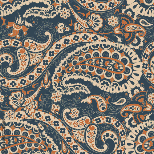 Paisley damask background. Vector vintage pattern