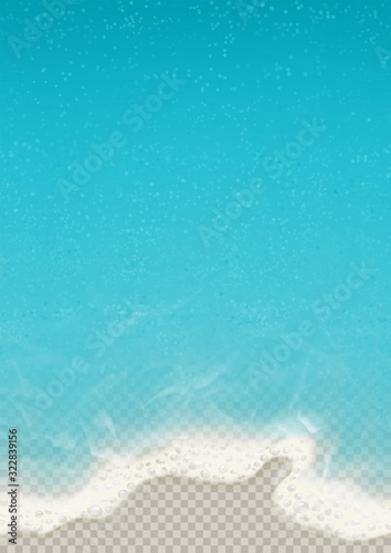 Top view of sea waves isolated on transparent background. Vector illustration with aerial view on realistic ocean or sea waves with foam. © Yaran