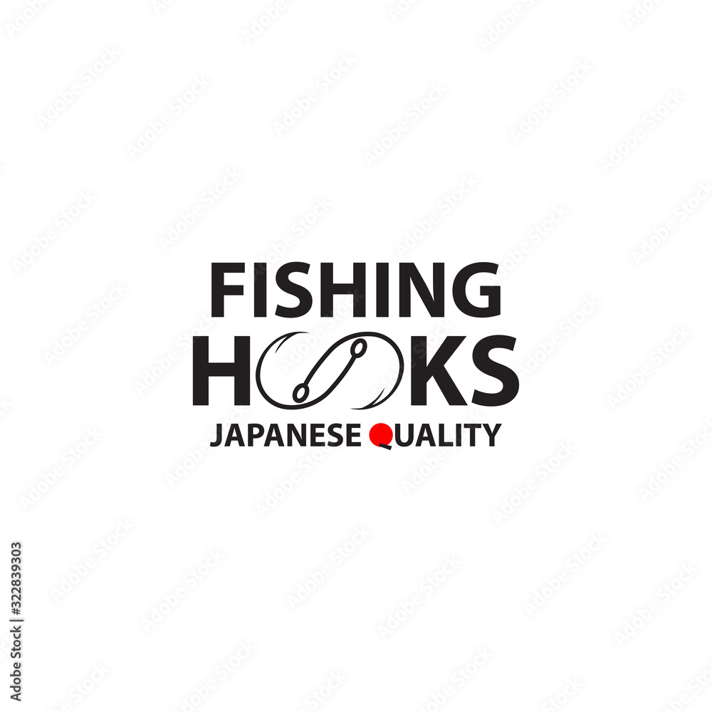Fishing hooks logo template. Creative vector template of fishing club logo or online shop. Icon with hooks. Vector illustration.