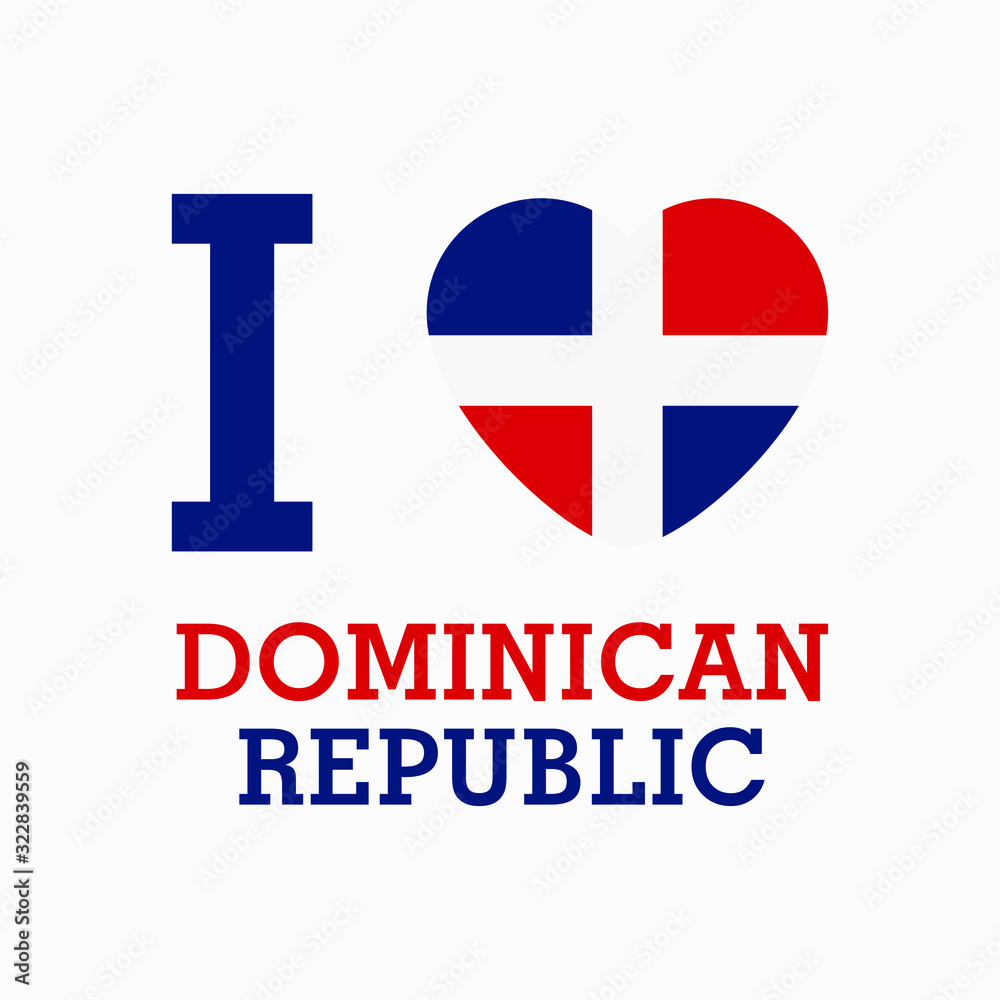 Fototapeta premium I Love Dominican Republic with heart flag shape Vector