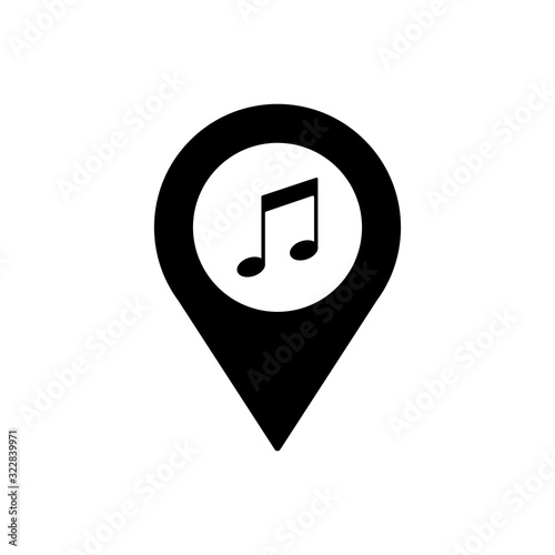 Music geo tag outline icon. Symbol, logo illustration for mobile concept and web design.
