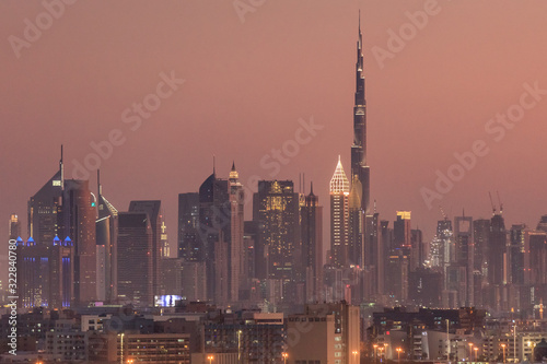 view of Dubai downtown with Burj Khalifa © porojnicu
