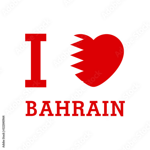 I Love Bahrain with heart flag shape Vector
