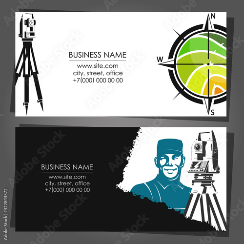 Business card concept engineer land surveying and measuring land