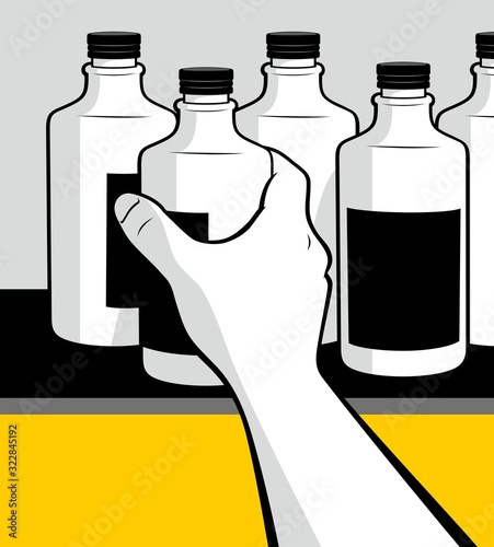 Supermarket assistant replenishes stock on shelf