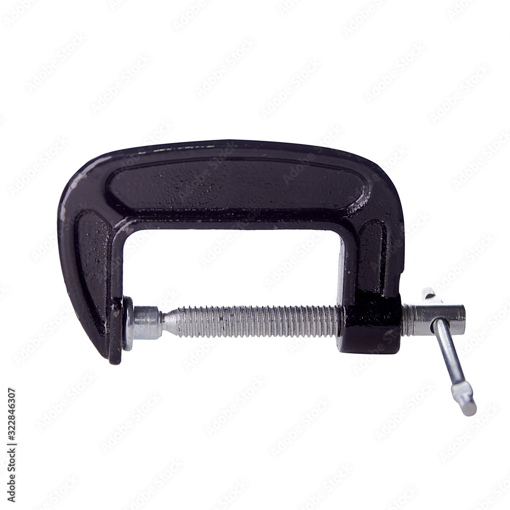 metal clamp vise. tool for fixing and clamping. isolate. white