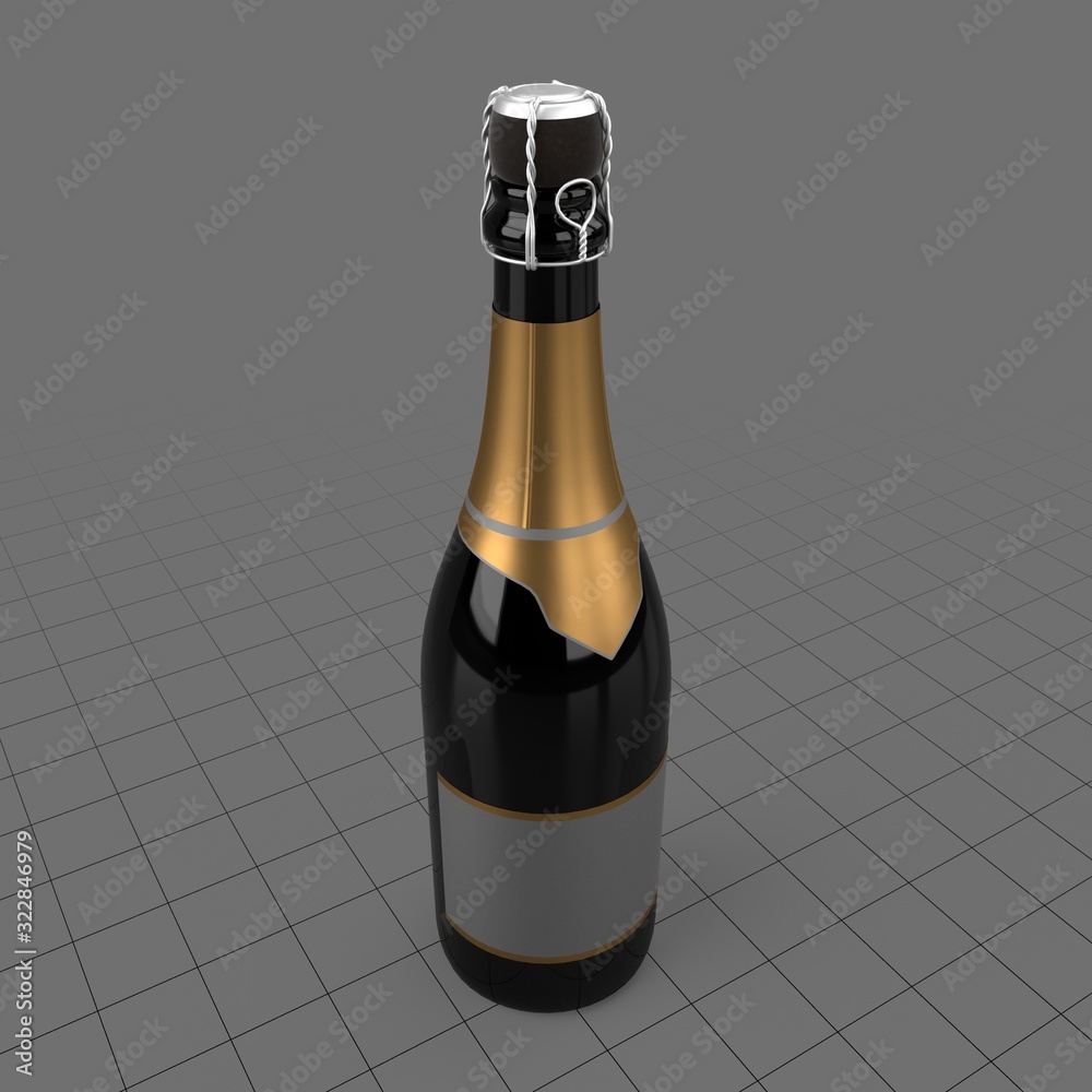Champagne bottle with muselet Stock 3D asset | Adobe Stock