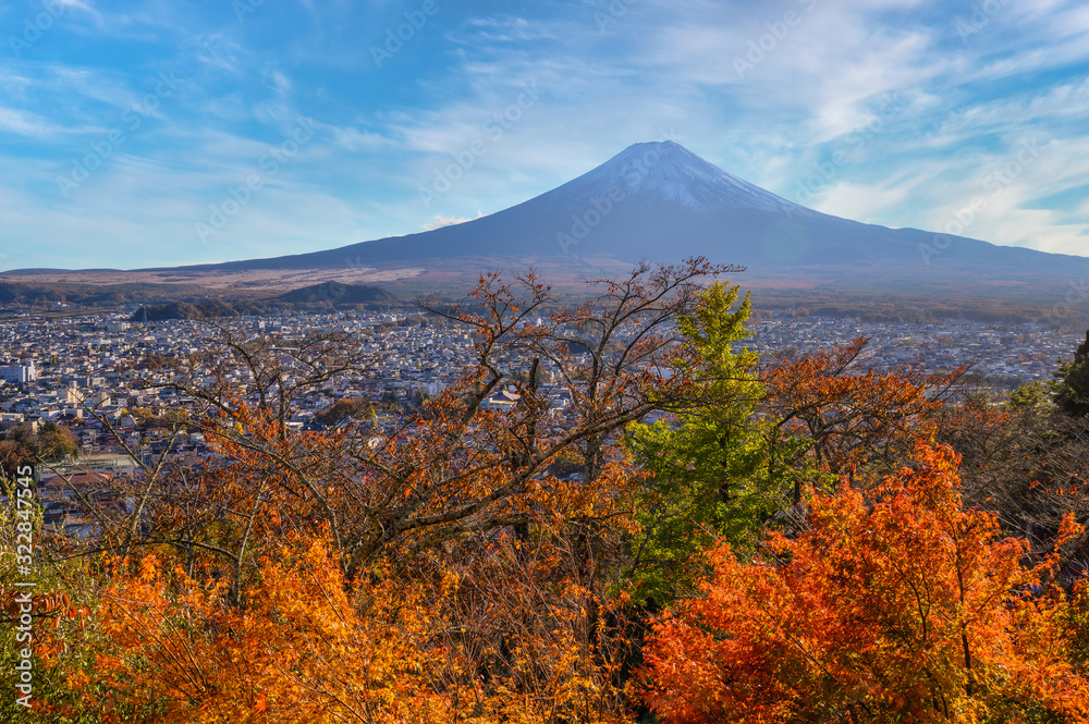 View of Mount Fuji in Autumn in Fujiyoshida city, Yamanashi