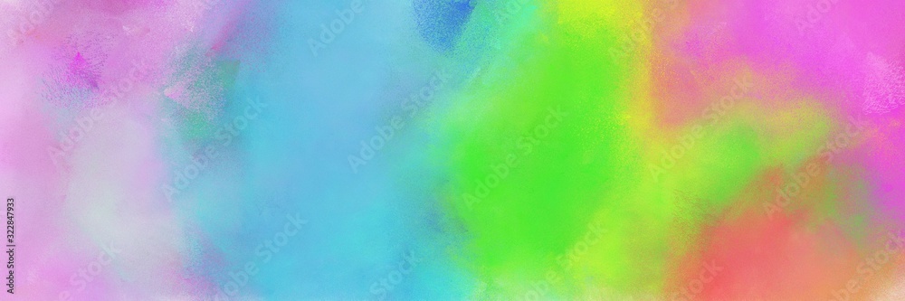 abstract painting background texture with yellow green, pastel violet and medium turquoise colors and space for text or image. can be used as header or banner