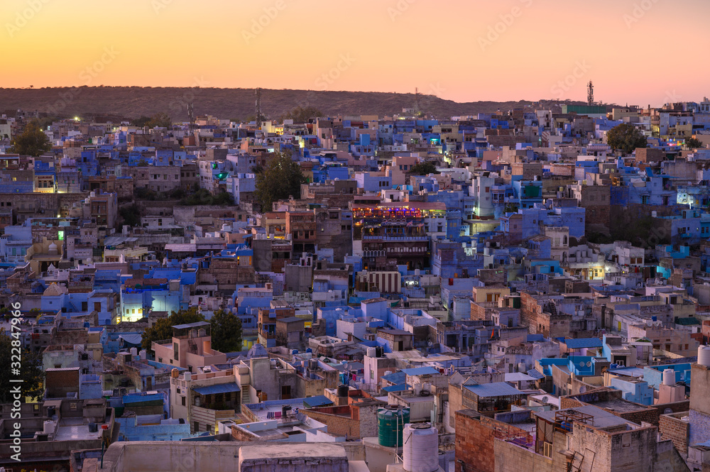 The Blue City in, Jodhpur, Rajasthan state, India