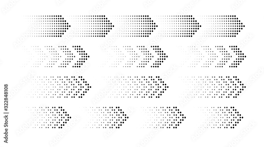 Set of arrows. A collection of silhouettes of black pointers on white background. Vector illustration