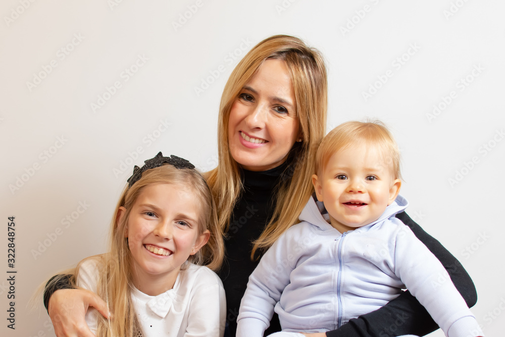 Mother with his children smiling Mother with his children smiling