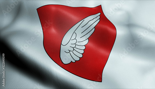 Billede på lærred 3D Waved France Coat of Arms Flag of Ales