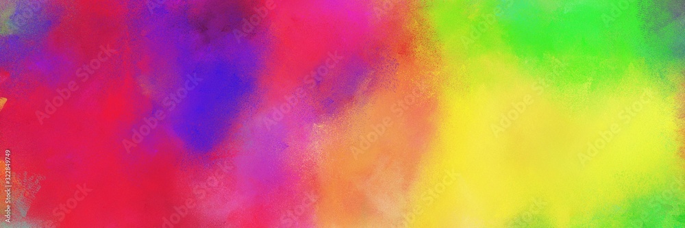 moderate pink, green yellow and medium sea green colored vintage abstract painted background with space for text or image. can be used as horizontal background texture