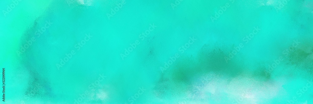 abstract painting background texture with bright turquoise and pale turquoise colors and space for text or image. can be used as horizontal background graphic