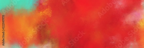 abstract painting background texture with crimson, peru and medium aqua marine colors and space for text or image. can be used as horizontal background texture