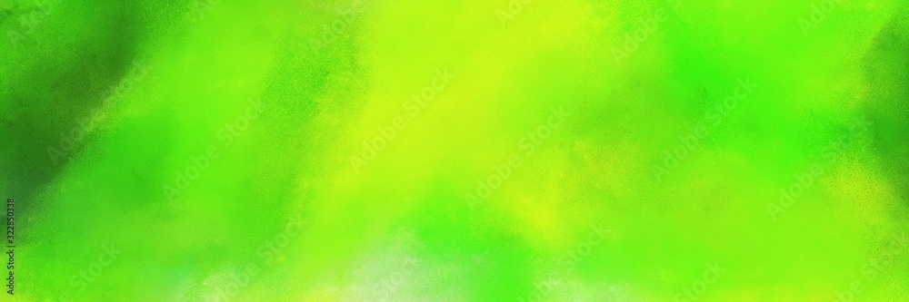 abstract painting background graphic with lawn green, green yellow and forest green colors and space for text or image. can be used as horizontal background graphic