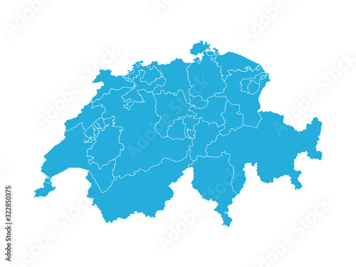 Switzerland political map with provinces vector graphics design. Blue background. Perfect for business concepts  backgrounds  backdrop  poster  sticker  banner  label and wallpaper.