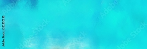 abstract painting background texture with bright turquoise, turquoise and baby blue colors and space for text or image. can be used as horizontal background graphic