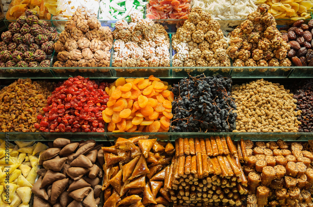 Dried fruit at a street market in Istanbul.