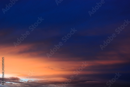 blue sky and sun at sunset