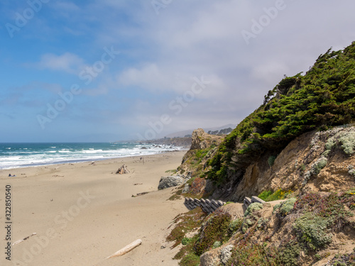 Sandy beach of the Bodega Bay an hour north of San Francisco. Sonoma County in California, USA