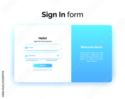 Sign In form, web design UI UX, login interface with gradient, vector illustration.
