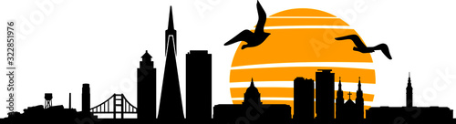 San Francisco Skyline Outline Silhouette Vector