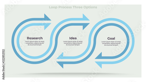 Business infographics. Timeline with 3 steps, options, circles. Vector template.