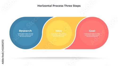 Business infographics. Timeline with 3 steps, options, circles. Vector template.