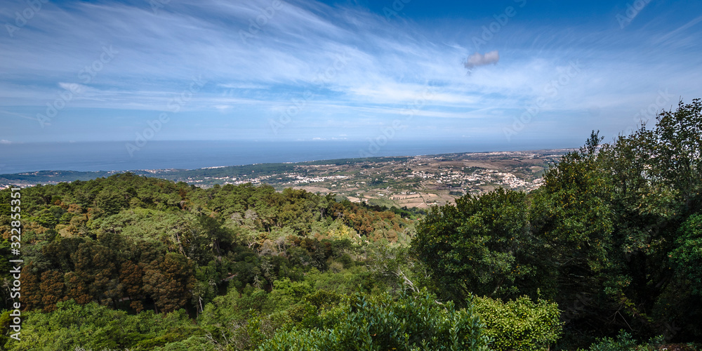 View from Pena Palace in the municipality of Sintra, on the Portuguese Riviera.