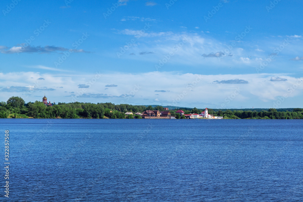 Fototapeta premium A wonderful summer landscape overlooking the embankment of Nizhny Tagil , Russia.