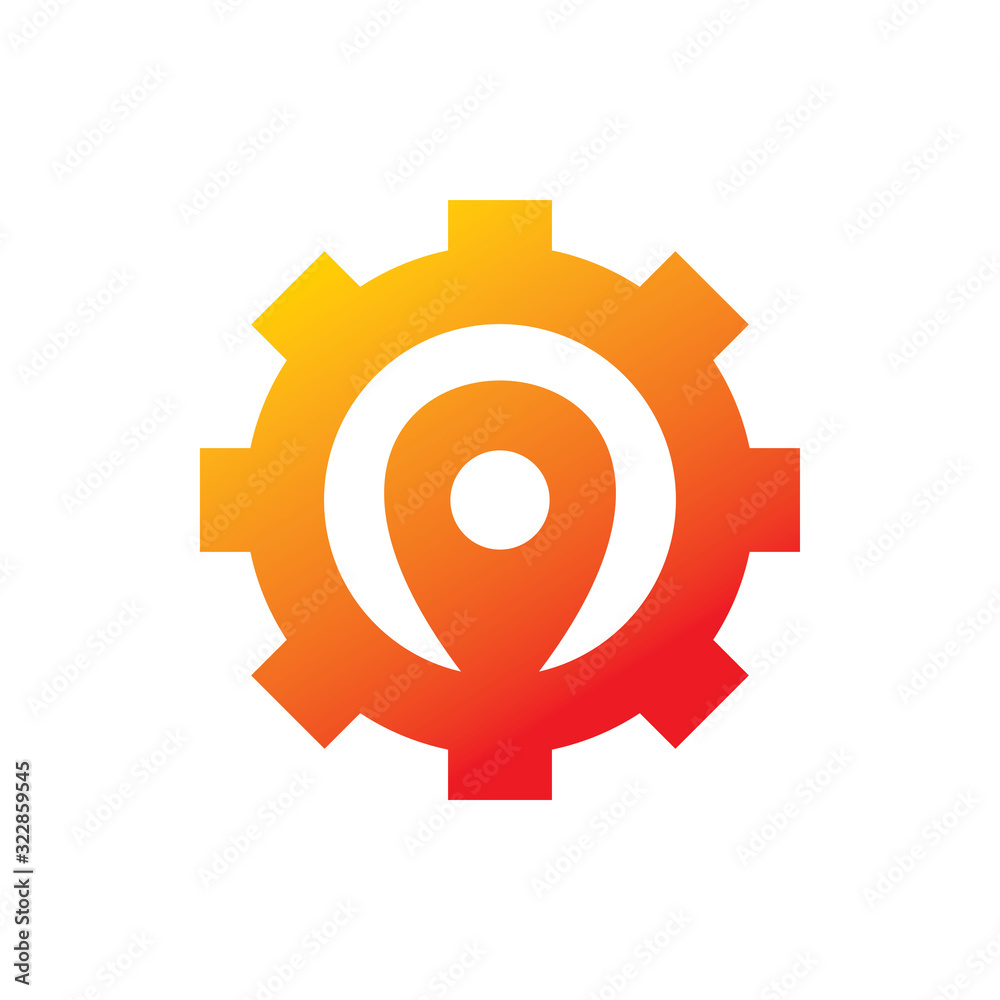 Obraz premium red bright color gear pin logo design