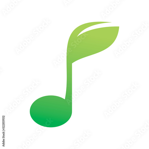 green nature music note logo design
