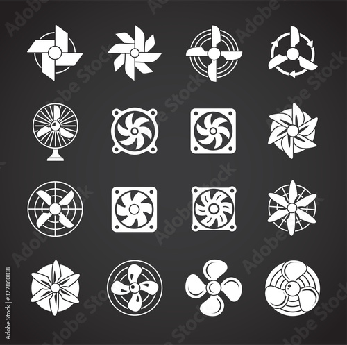 Fan icons set on background for graphic and web design. Creative illustration concept symbol for web or mobile app