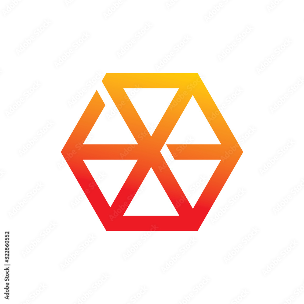 red hexagon spin shape color line logo design red hexagon spin shape color line logo design