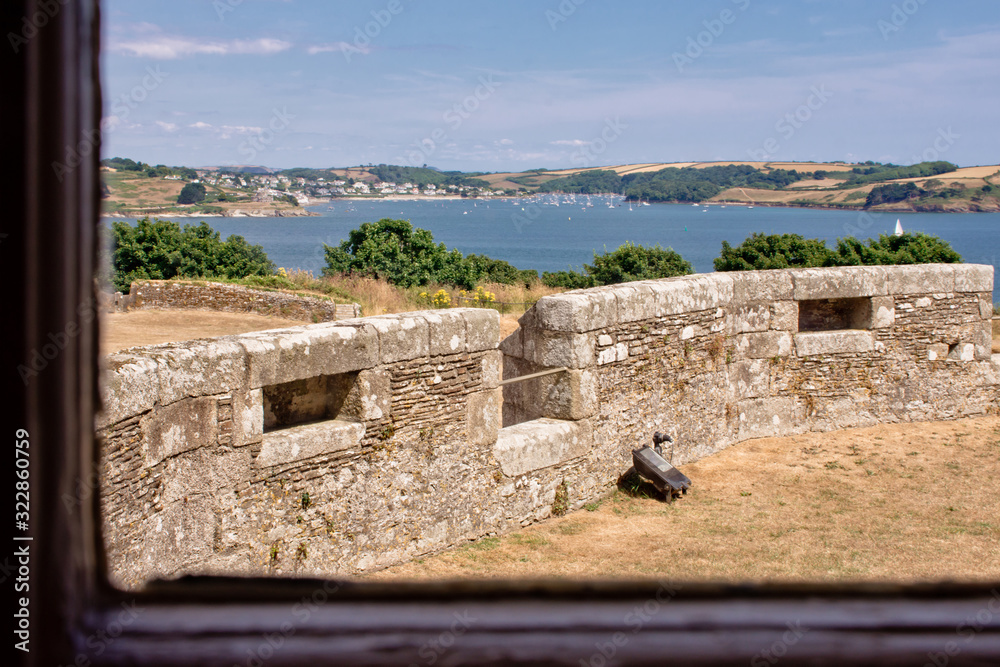 View over the town and beach from Pendennis Castle, St Mawes, Cornwall
