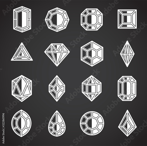 Gem stone icons set on background for graphic and web design. Creative illustration concept symbol for web or mobile app