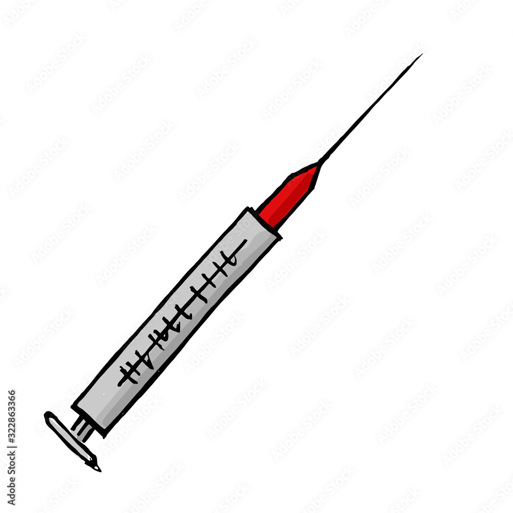 Fototapeta premium Hand drawn colorful syringe illustration. Healthcare concept.