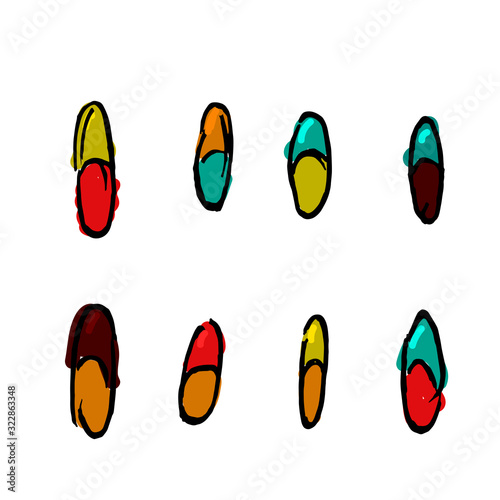 Hand drawn colorful capsules illustration isolated on white.