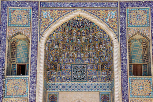 Shiraz, Iran mosque - May 14, 2017: the ancient city of Shiraz with famous mosques decorated with blue mosaics. Regilious Shiite architecture photo