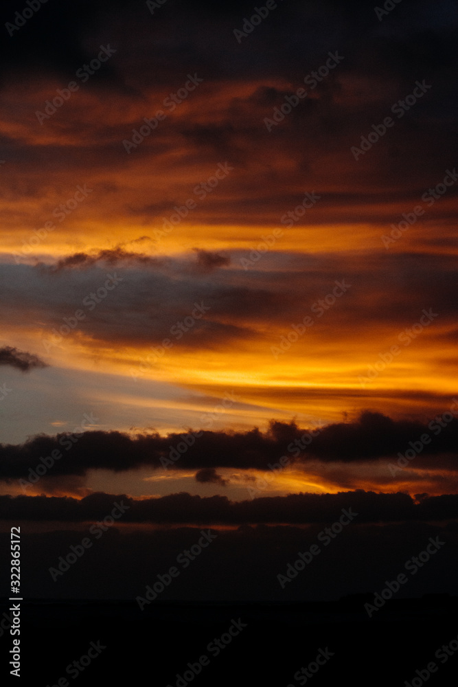 cloudy sunset colourful orange red sky