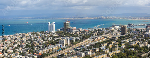 Haifa Israel. Panoramic view of Haifa bay,