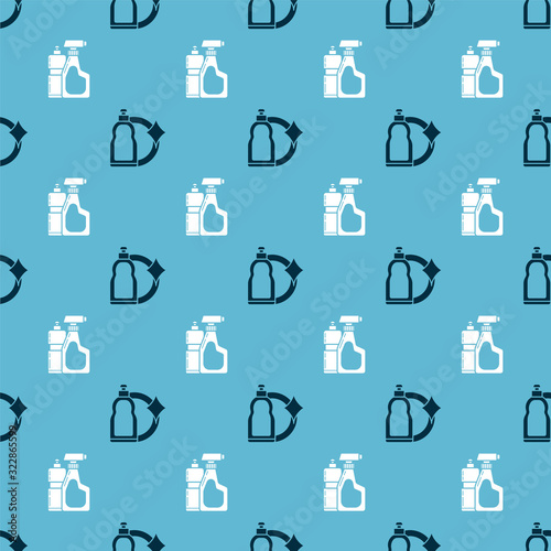 Set Plastic bottles for liquid dishwashing liquid and Plastic bottles for liquid dishwashing liquid on seamless pattern. Vector