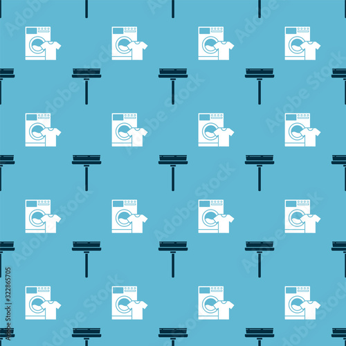 Set Squeegee, scraper, wiper and Washer and t-shirt on seamless pattern. Vector