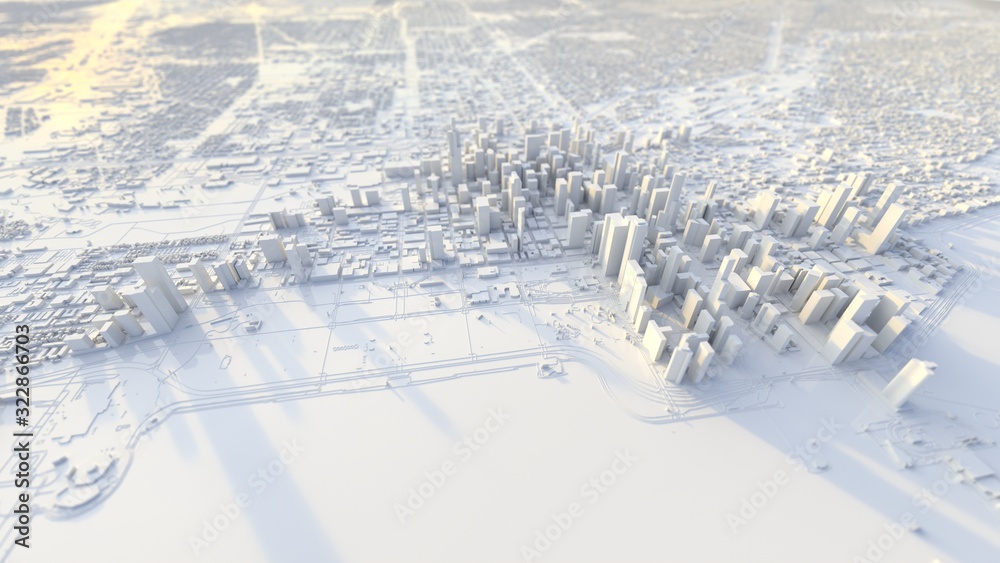 Obraz premium 3d illustration of chicago city with white material.
