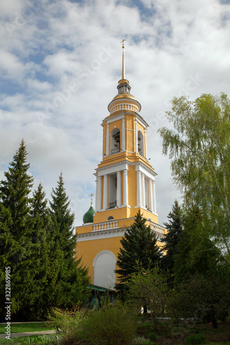 The bell tower of the holy trinity new golutvinsky woman monastery in Kolomna, Russia photo